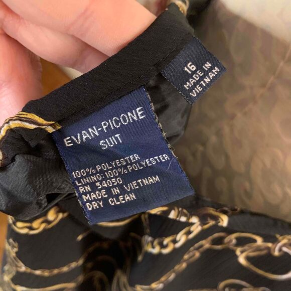 Evan Picone Black Gold Chain Midi Plus Size A Line Skirt Size 16 - Picture 4 of 6